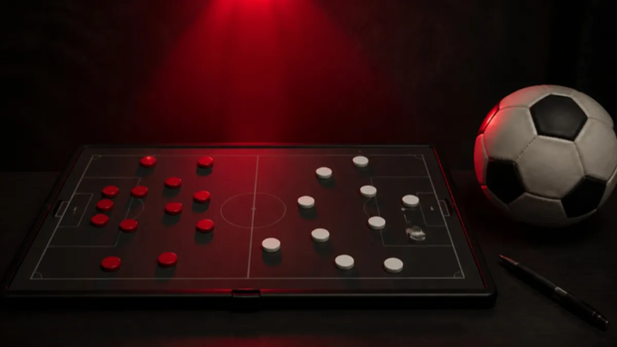 Handicap Wette Vorsprung: Taktiktafel mit zwei Teams, eines mit einem Spieler weniger