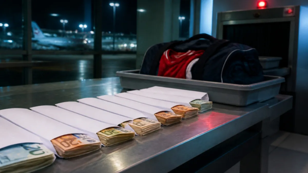 Pforzheim Geldwäsche: Briefumschläge mit Bargeld bei einer Zollkontrolle am Flughafen