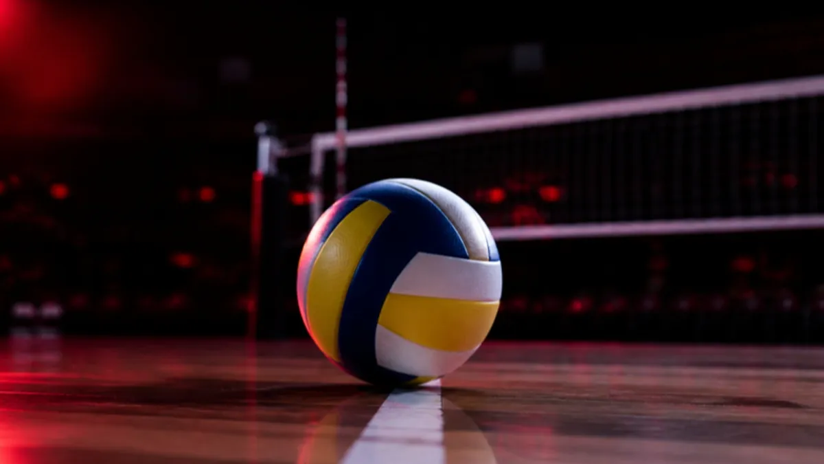 Volleyball Regeln: Ball liegt auf der Linie vor dem Netz